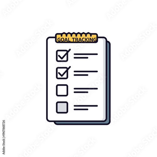 Vector illustration of a goal tracking checklist on a clipboard graphic