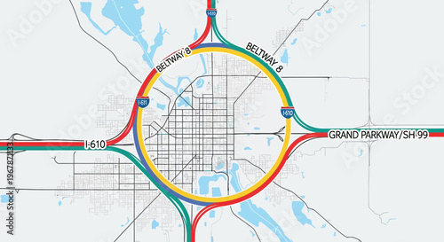 Aerial View of Houston Highway Interchange: Beltway 8 & Grand Parkway