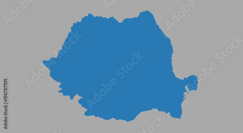 Blue map of Romania on a grey background