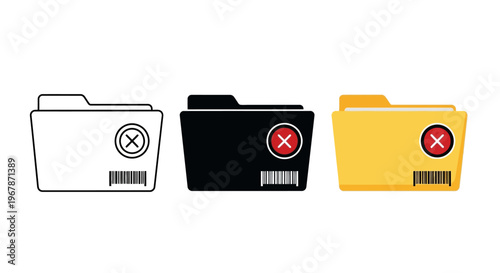 Rejected document folders with error symbols.