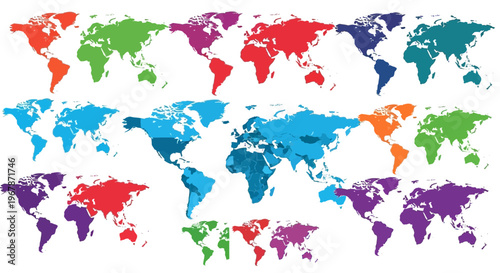 Colorful World Map Collage: Global Connectivity and Diversity