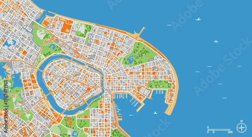 Detailed City Map of Saint Petersburg, Russia, Aerial View