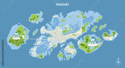 Helsinki City Map: Archipelago Islands, Urban Layout, and Iconic Landmarks