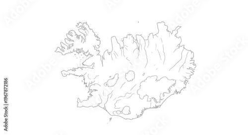 Iceland Map Outline Vector - Blank Country Geographic Shape