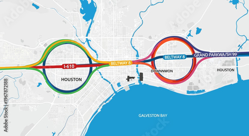 Houston Highway Interchange Map: I-610, Beltway 8, Grand Parkway 99