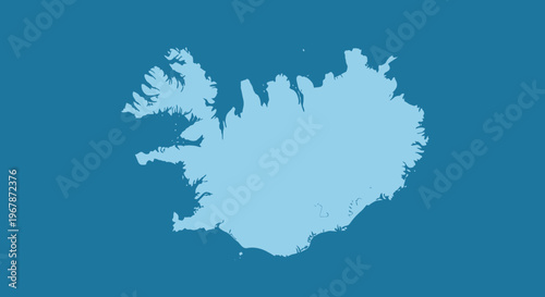Map of Iceland silhouette, Nordic country, North Atlantic island, blue background