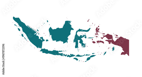 Map of Indonesia, archipelago, Southeast Asia, colorful outline, geographic representation