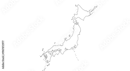 Outline map of Japan isolated on white background