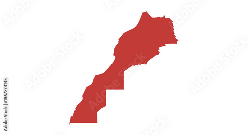 Red Silhouette Map of Morocco with Western Sahara