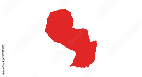 Red Paraguay Map Silhouette on White Background