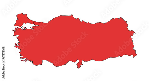 Red Silhouette Map of Turkey