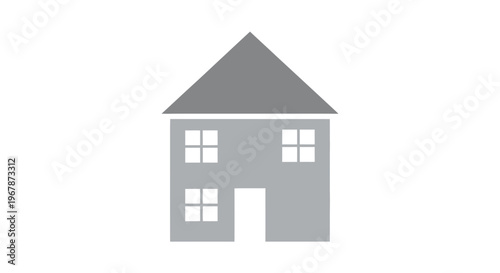 Simple Gray House Icon on White Background
