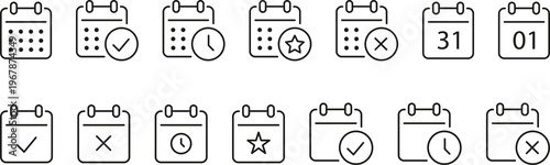 Calendar Line Icon – Date Schedule and Event Outline Vector