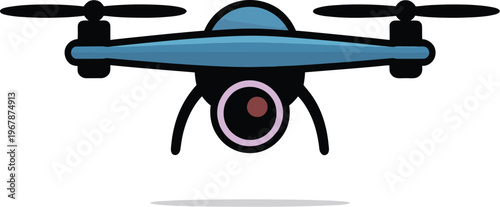 Drone, aerial vehicle, blue drone icon, vector drone, flying robot