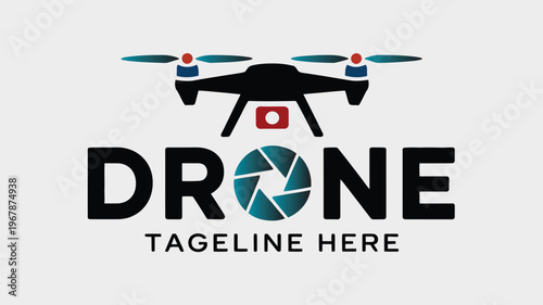 Drone, aerial photography, camera drone, quadcopter icon, vector logo
