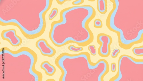 A vibrant abstract artwork featuring swirling patterns of yellow, blue, and pink hues in a mesmerizing design.