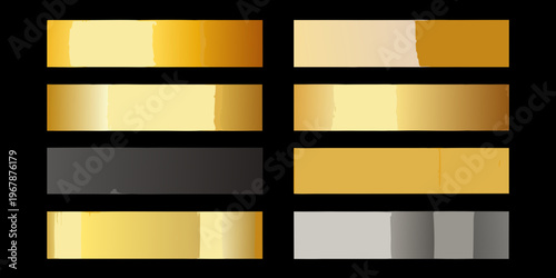 A collection of rectangular color gradients and metallic shades