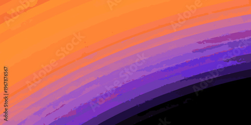 Abstract digital art with vibrant orange and purple curved bands