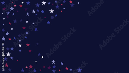 A scattering of red white and blue stars against a dark background