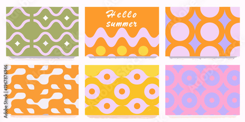 Colorful patterned squares arranged in a two by three grid formation