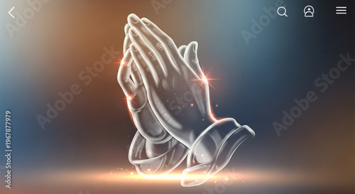 Praying hands with glowing light symbolizing hope and spirituality in a dark background