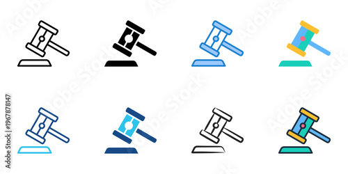 NFT auction icons set multiple style collection. Editable stroke 
