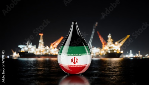 Energy Market Dynamics in Oil Industry with Iranian Flag Symbolism