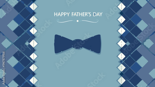 Happy father s day graphic with a bow tie and argyle pattern