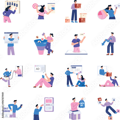 Collection of Branding Flat Style Illustrations