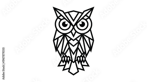 Geometric Owl Wings Spread Vector | Minimalist Owl Logo for Intelligence and Night Life Isolated PNG