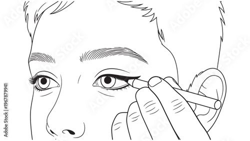 Close up eye makeup application illustrating beauty industry services, cosmetic product marketing and professional skincare business branding concept