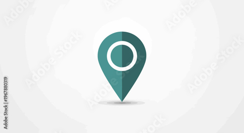 Teal Map Pin Icon with Circle, Location Marker Symbol, Navigation and GPS Concept