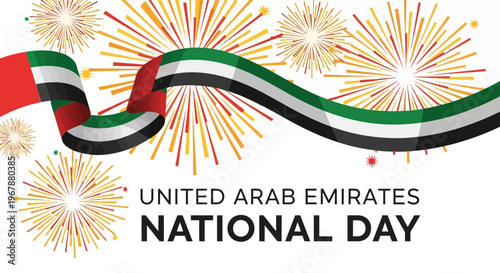 UAE National Day Celebration: Flag Ribbon and Fireworks