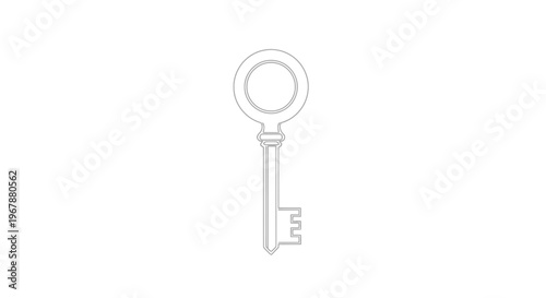 Vintage Skeleton Key Icon Outline - Antique Lock Opener Symbol