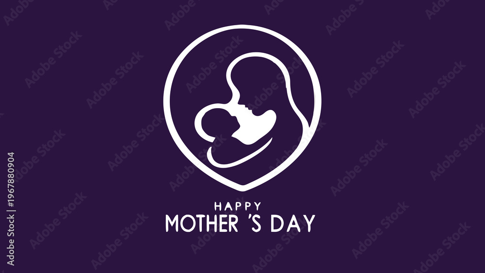 Fototapeta premium A minimalist design depicting a mother and child with a celebratory message