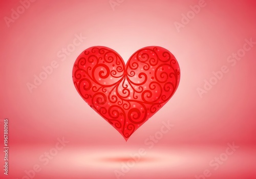 A romantic valentine wallpaper featuring a sweet red heart with elegant swirls against a soft pink gradient background for a lovely mood, background, sweet, decorative