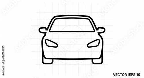 Front View of a Car Outline Illustration.
