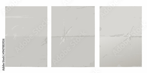Triptych of abstract grey landscapes with subtle horizon lines