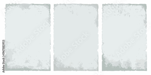 Three rectangular panels with distressed textured light blue surfaces
