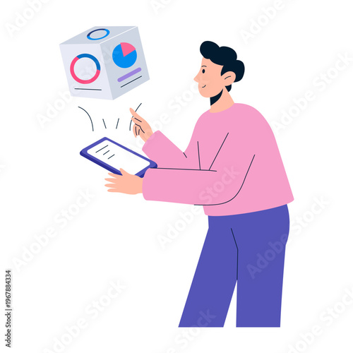 A flat style illustration depicting data presentation