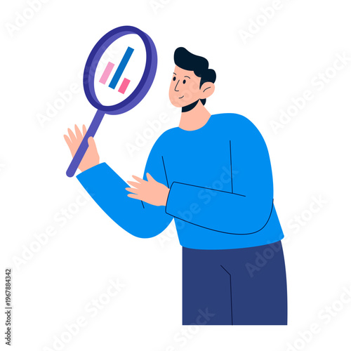 Flat style illustration representing data researcher