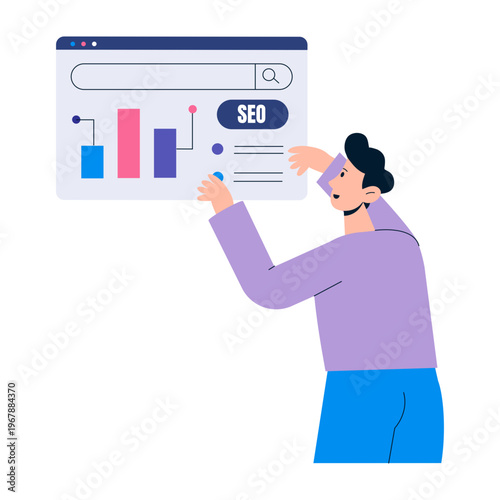 Flat style illustration representing seo analysis