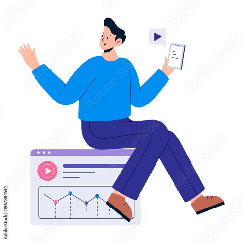 A flat style illustration depicting social insights