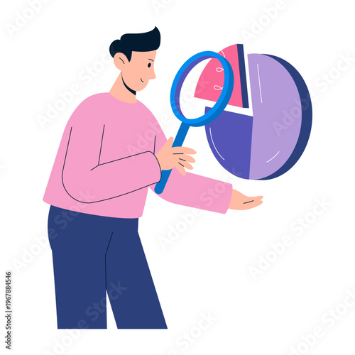 Flat style illustration representing analyzing