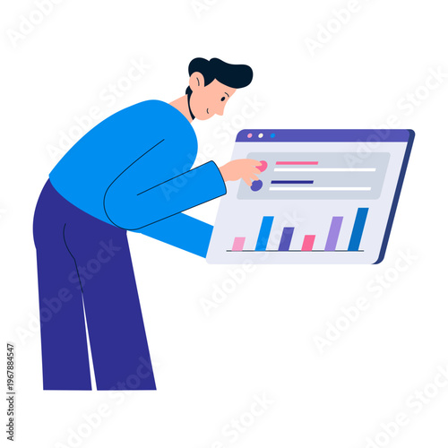 Flat style illustration representing chart monitoring