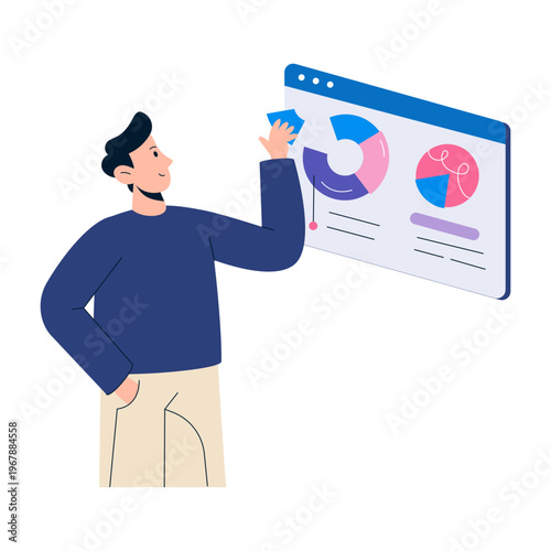 A flat style illustration depicting statistician