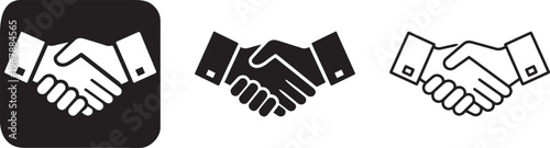 Bold business handshake agreement icon line silhouette.