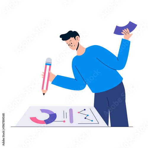 Flat style illustration representing business metrics