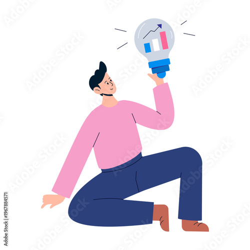 A flat style illustration showing data insight