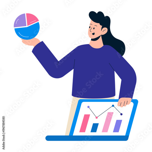 A flat style illustration depicting performance graph